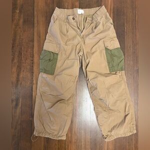Two-Tone Cargo Pants in Khaki and Olive
